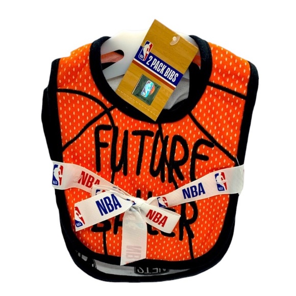NBA NEW 2 Pack Future Baller Boys Girls Baby Bibs NETS Team Sports Brooklyn NYC - Picture 1 of 5